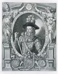 Portret van Robert Devereux (1566-1601) 2e graaf van Essex, ter herdenking van zijn Lord Lieutenancy van Ierland, 1599